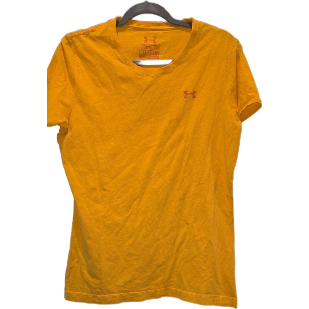 Under Armour Charged Cotton T-Shirt Womens Large Yellow Orange Short Sleeve Tee